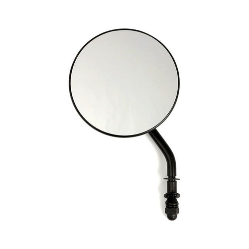 4" round custom mirror, left. Black