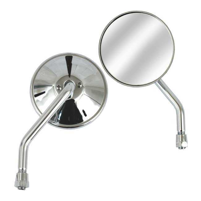 3-3/8" round custom mirror, left, 10mm. Chrome