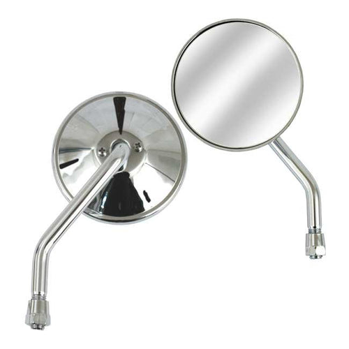 3-3/8" round custom mirror, left, 10mm. Chrome