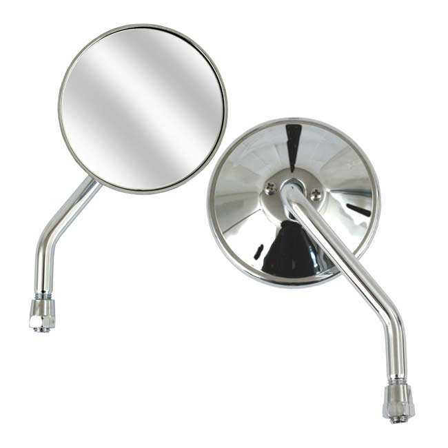 4" round custom mirror, right, 10mm. Chrome