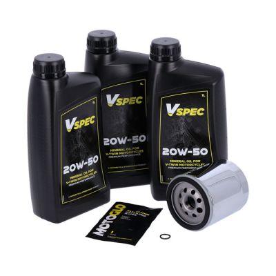 VSpec / MCS engine oil service kit. 20W50 Mineral – 00-17 Softail; 99-17 Dyna (NU)