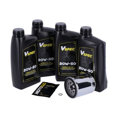 VSpec / MCS engine oil service kit. 20W50 Mineral – 99-16 FLT/Touring; 09-16 Trike (NU)