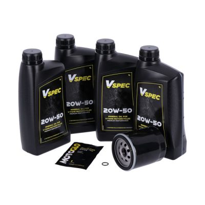 VSpec / MCS engine oil service kit. 20W50 Mineral – 99-16 FLT/Touring; 09-16 Trike (NU)