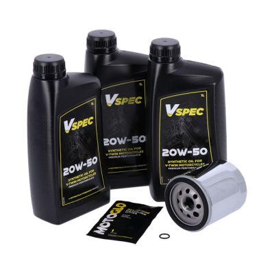 VSpec / MCS engine oil service kit. 20W50 Synthetic – 99-17 Softail; 99-17 Dyna (NU)