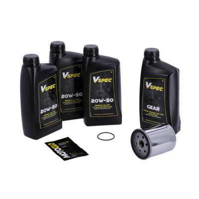 VSpec / MCS Big Oil service kit. Mineral. Chrome filter – 86-03 XL Sportster (NU)