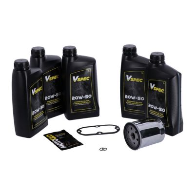 VSpec / MCS Big Oil service kit. Full synthetic. Chrome filter – 84-98 Evo Softail (NU)