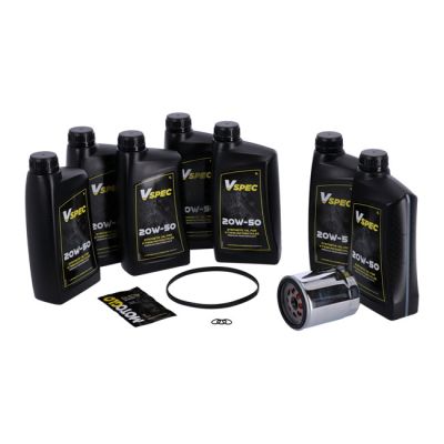 VSpec / MCS Big Oil service kit. Full synthetic. Chrome filter – 17-26 FLT/Touring; 17-26 Trikes