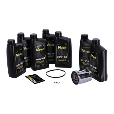 VSpec / MCS Big Oil service kit. Full synthetic. Chrome filter – 18-26 Softail