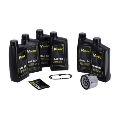VSpec / MCS Big Oil service kit. Mineral SAE50. Chrome filter – L82-84 FL Shovel; 82-84 FX Shovel (NU)