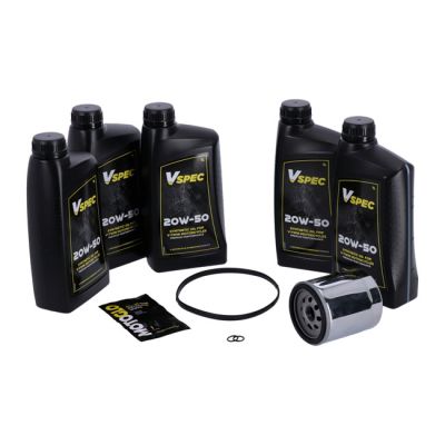 VSpec / MCS Big Oil service kit. Full synthetic. Chrome filter – 07-17 Softail; 06-17 Dyna (NU)